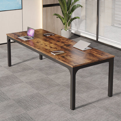 Vergadertafel – Bureautafel – Seminarietafel – Conferentietafel – Kantoortafel – Rustiek bruin MDF – 198x70 cm – Krasbestendig met Stabiel Metalen Onderstel