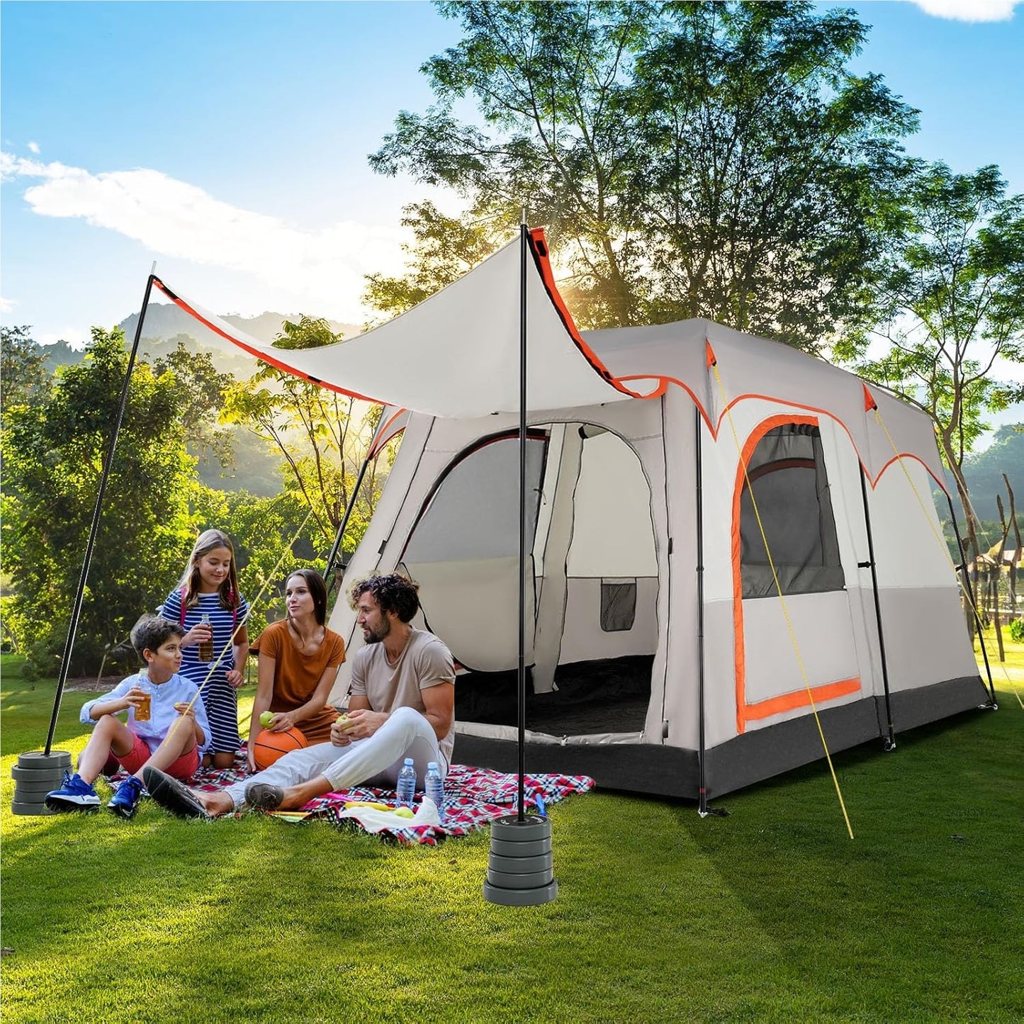 Tent – Kampeertent – Tunneltent – Familietent – Outdoors Tent – Ruim 4-6 Personen – Waterdicht Polyester Met Binnentent & Draagtas