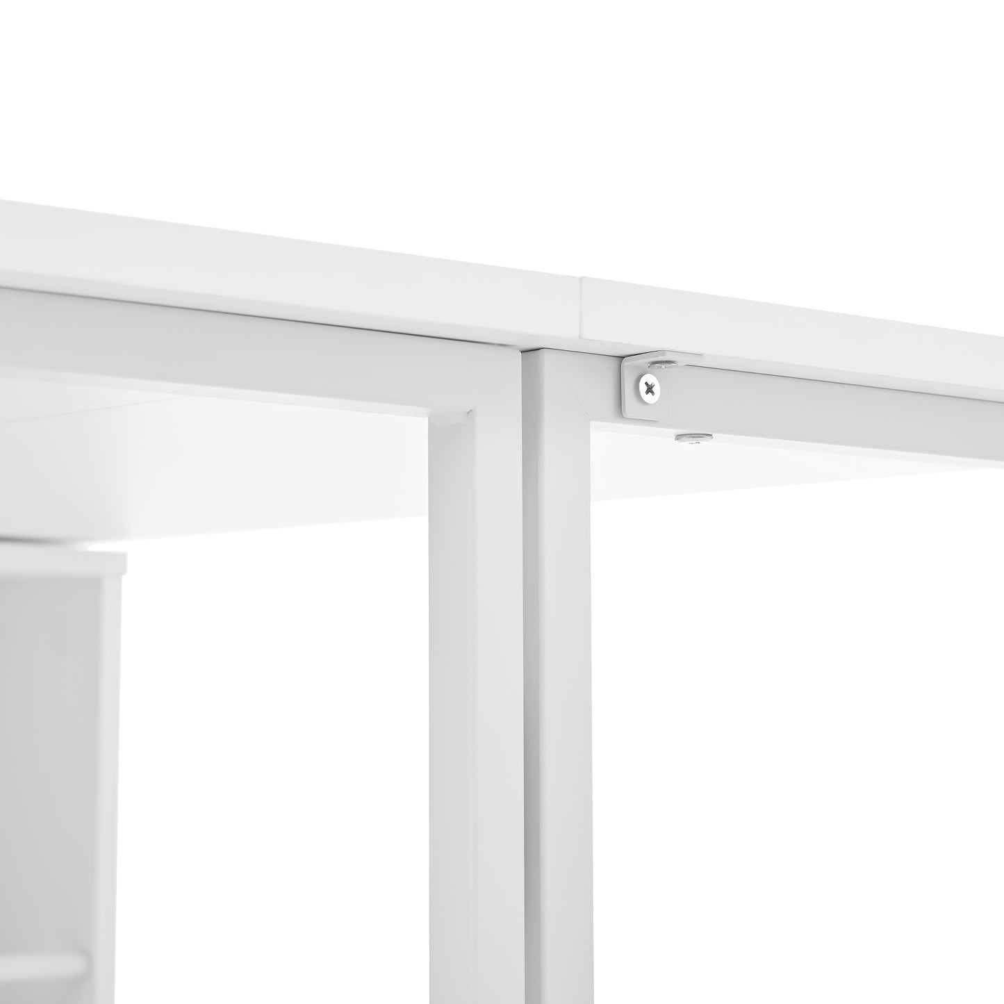 Adjustable Height Telescopic 360° Swivel Bar Table with Reversible & Glass Doors - White Metal Modern Dining Table/Kitchen Island for Office, Coffee Bar, Space-Saving Furniture (Easy Assembly, No Wood Components)