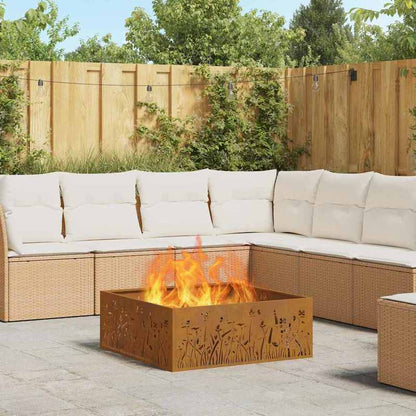 Buitenhaard – Vuurschaal – Terrashaard – Tuinhaard – Vuurkorf – RVS Staal – 80x80x30 cm – Poedercoating – Bruin