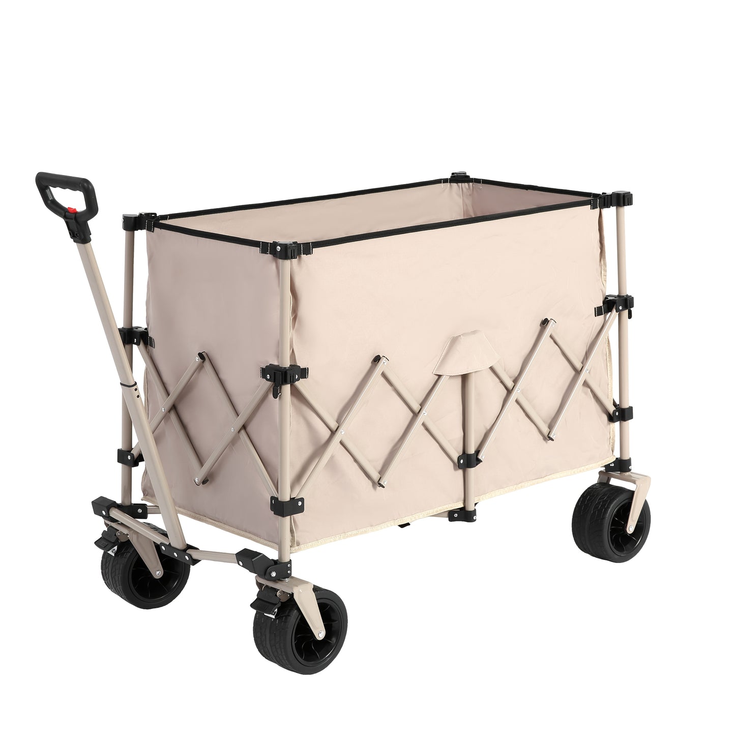 Strandwagen – Bolderkar – Bolderwagen – Transportkar – Tuinkar – Opvouwbaar – Draagvermogen 99,7 kg – 300L Inhoud – All-Terrain Wielen – Bekerhouder – Beige