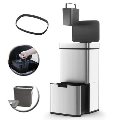 Automatische Afvalbak – Prullenbak – Vuilnisbak – Afvalcontainer – Afvalsorteerder – 75 Liter Capaciteit – Contactloze Infrarood Sensor – RVS Zwart Mat