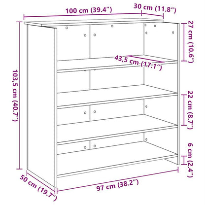 Ontvangstbalie – Receptiebalie – Balie – Bureau – Ingangsbureau – Zwart Eiken Look – Opbergruimte Met Lade – Stevig Houten Frame – 100x50x103,5 cm