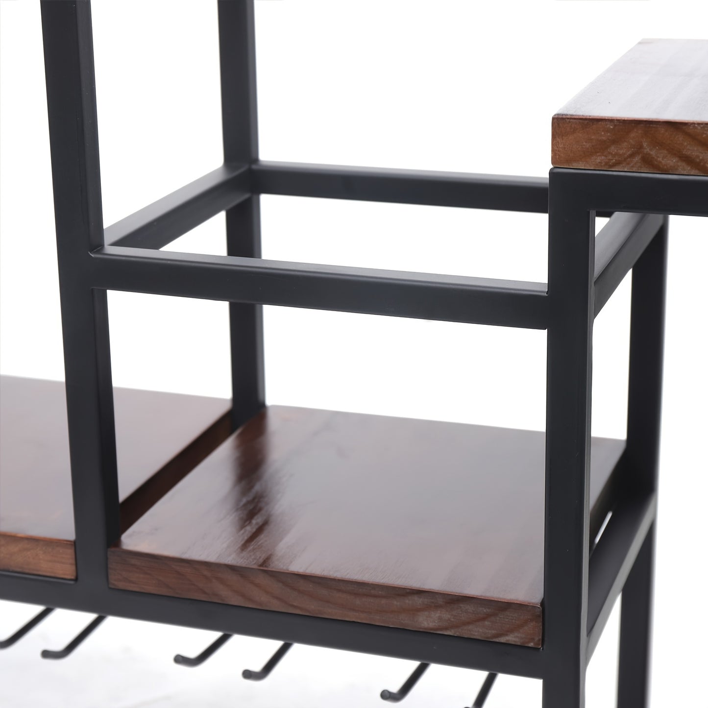 Wijnrek Wandhouder – Wijnfleshouder – Flessenhouder – Wijnhouder – Wandrek – Metalen Wandrek – Stevig IJzer Met Houten Accenten – Draagvermogen 30 kg – Donkerbruin Variant