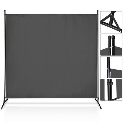 Kamerscherm – Roomdivider – Scheidingswand – Paravent – Privacy Scherm – Donkergrijs – Vouwbaar – Met Metalen Frame 180x180 cm
