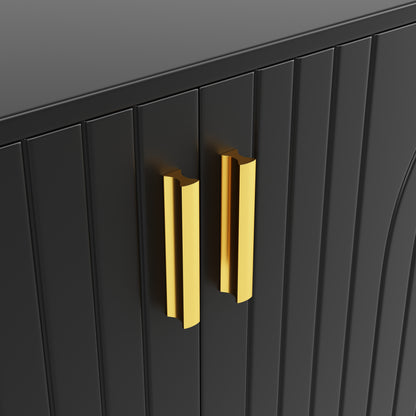 Dressoir – Sideboard – Buffetkast – Tv-Meubel – Opbergkast – Zwart Met Gouden Details – 152x40x75 CM – Tip-Over Beveiliging