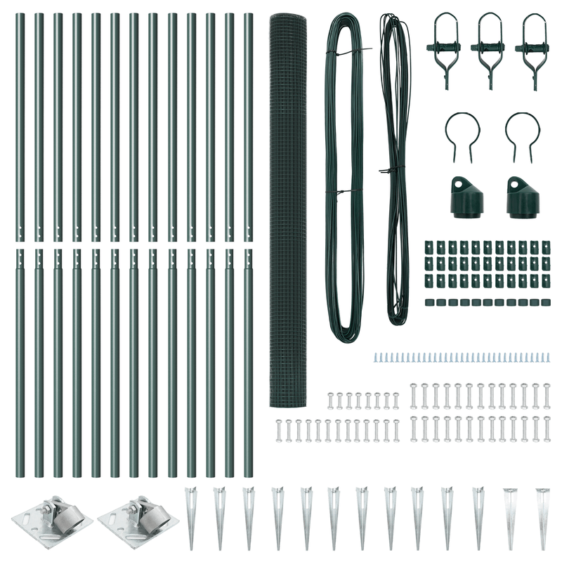 Recinzione in Rete Saldati con 13 Picchetti Verde 1.6 x 2.5m Acciaio