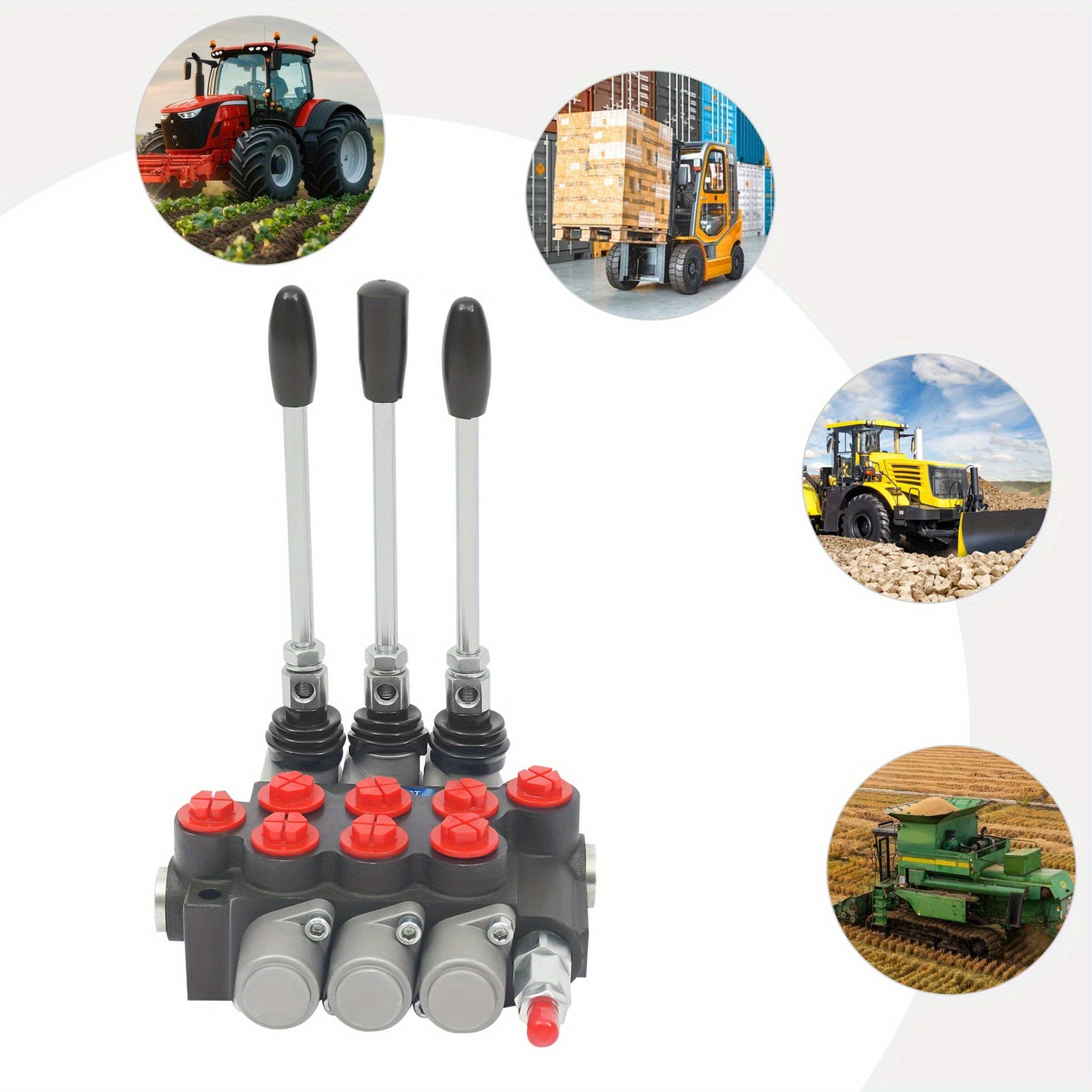 3P40 Multi way Directional Valve, Cast iron, Silvery+Black+Red, Pneumatic Control, Industrial Automation, Robust Construction, Durable Valve, Precision Engineering, Highquality Metal, Control Valve, Multidirectional Valve, Hy
