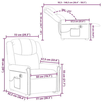Sta op stoel – Relaxfauteuil – Elektrische Fauteuil – Verstelbare Stoel – Zitstoel – Elektrisch verstelbaar – Kunstleer bekleding – 135° kantelbaar