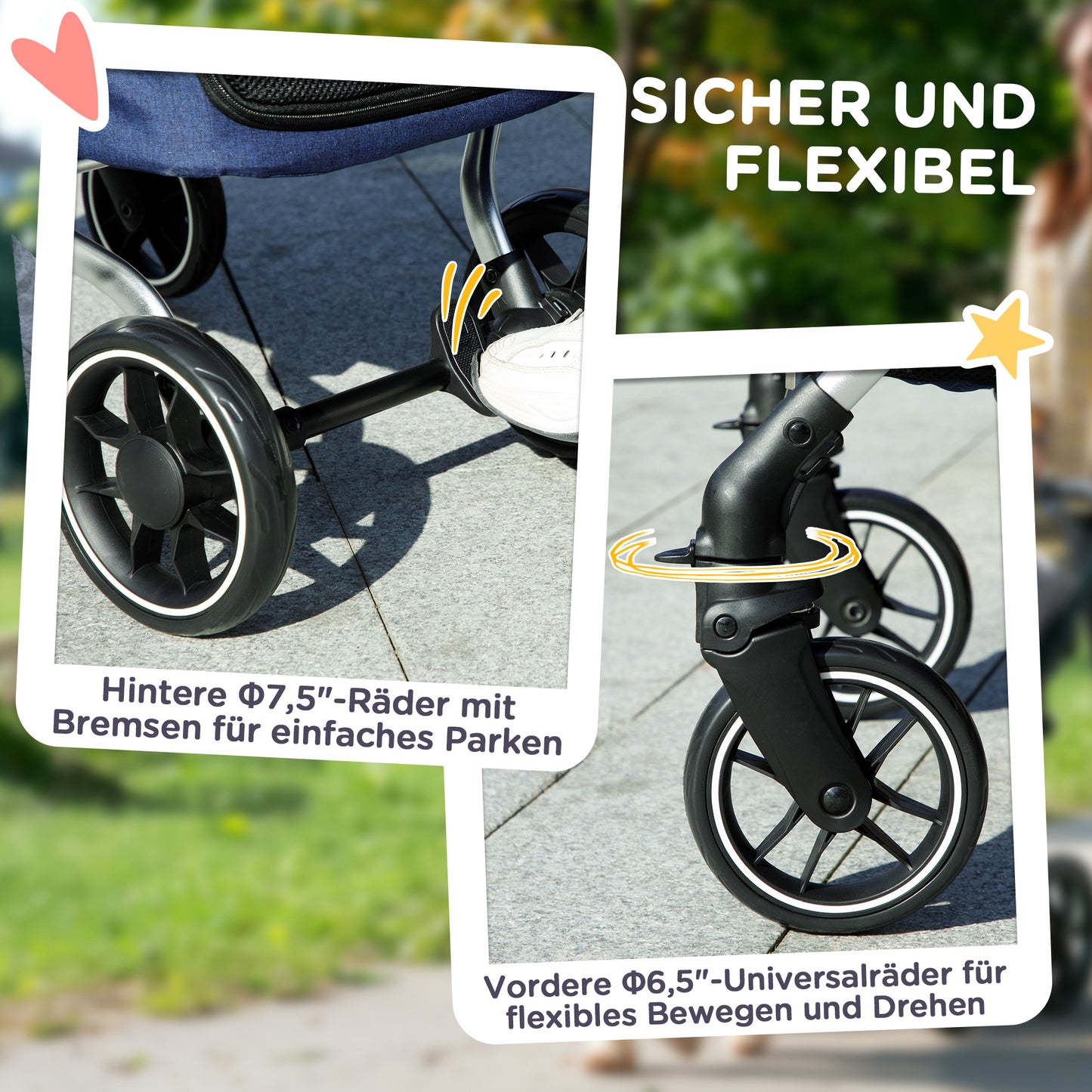 Hondenwagen – Hondenbuggy – Huisdierenbuggy – Wandelwagen – Pet Stroller – Lichtgewicht & Opvouwbaar – Wasbaar Kussen & Mesh Ventilatie – Donkerblauw