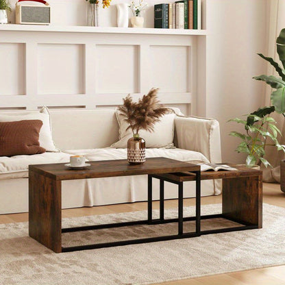 2-delige Set Bijzettafels – Salontafel – Couchtisch – Woonkamertafel – Nachtkastje – MDF en Metaal – Compact Design – Zwart