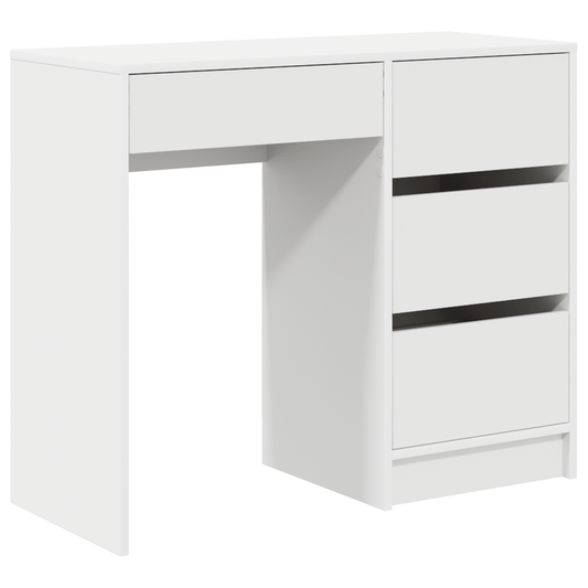 Bureau – Werkplektafel – Computertafel – Bureautafel – Study Desk – Modern Wit – MDF Materiaal – 3 Lades & 2 Open Schappen