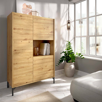Crono Credenza, High Living Room Buffet, Modern 3-Door Sa Sideboard, 81X43H135 Cm, Available in 3 Colors
