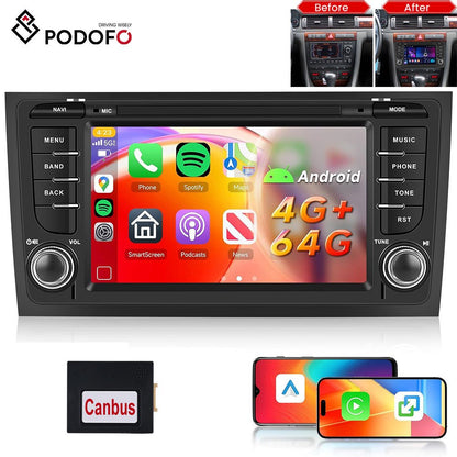 Android 7-Inch Multimedia Radio – Autoradio – Navigatiesysteem – Infotainmentsysteem – CarPlay Radio – 4G+64G Geheugen – Draadloos CarPlay & Android Auto – Android EQ AI DSP Geluidsverwerking