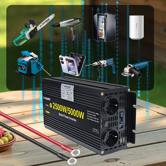 Omvormer – Spanningsomvormer – Stroomomvormer – Auto-omvormer – Power Inverter – 2500W Continu Vermogen – LED Display Met USB Poort