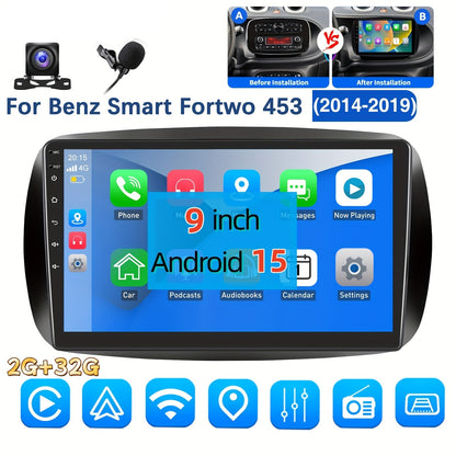 Android 2-DIN Autoradio – Car Radio – Multimedia Speler – Navigatiesysteem – 9 Inch Touchscreen – Android 15 – Draadloze Android Auto – Achteruitrijcamera Inclusief