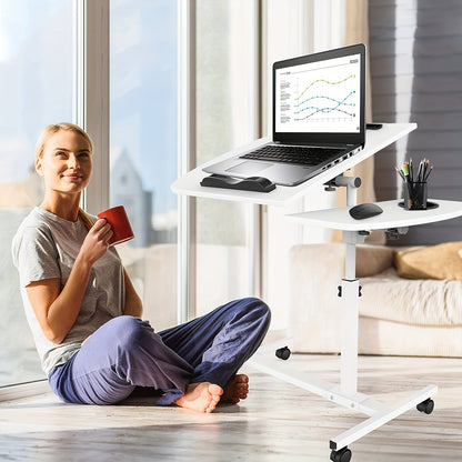 Space-Saving Adjustable Desk 60x40cm | Tilt-Top & Height Adjustable from 61-95cm | Ergonomic Bedside Office Desk for Living Room, No-Tool Assembly, Polished Metal Finish, Compact Design for Small Spaces, Adjustable Desk, Mode
