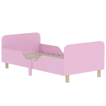 Kinderbedframe – Eenpersoons Bed – Kinderbed – Bedframe Met Veiligheidsrail – Kinderbed Roze – Compact Formaat – Stevig Materiaal