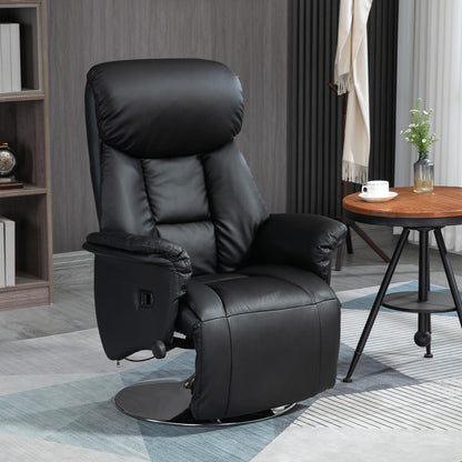 Draaifauteuil – Relaxstoel – Lounge Stoel – Verstelbare Fauteuil – TV Stoel – 360° Draaibaar – Verstelbare Voetensteun – Kunstleer Zwart – Max. 150 kg Belastbaar – Comfortabel Met Hoogwaardige Padding