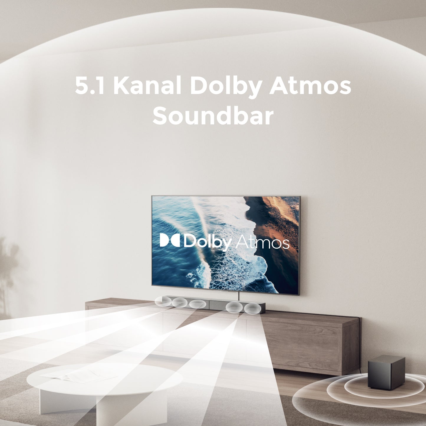 Soundbar – Home Cinema Systeem – Surround Speaker – Draadloze Luidspreker – Subwoofer – 5.1 Kanaals Dolby Atmos – Bluetooth 5.4 Met Bass Boost