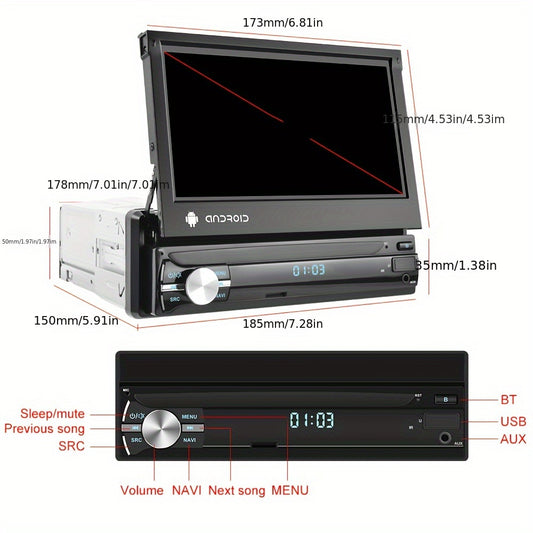 Android Car Radio – Autoradio – Multimedia Systeem – Navigatiesysteem – 1-DIN Stereo – 7 Inch HD Touchscreen – Met Achteruitrijcamera & DVR Camera