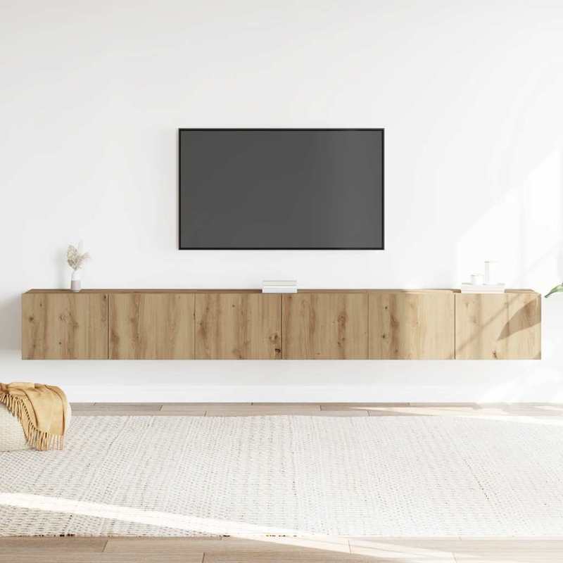 Tv-meubel – TV Kast – Televisiemeubel – TV Meubelset – Wandmeubel – 3-delige set – Artisan Eiken – Wandmontage & Ruimtebesparend Design
