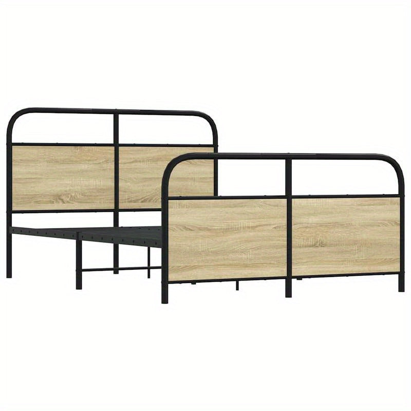 Single bed, Sonoma oak metal structure without mattress 140x200cm