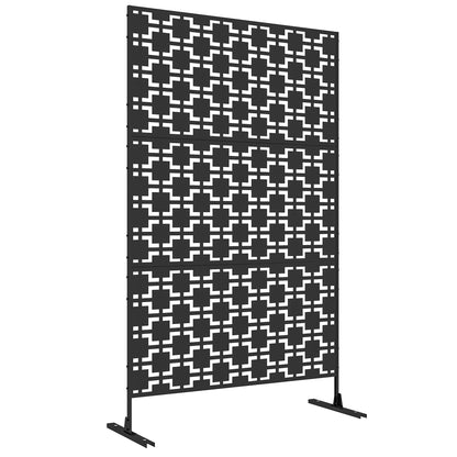Tuinscherm – Privacyscherm – Balkonscherm – Windscherm – Afzetting – Zwart Metalen Geometrisch Patroon – 122x45x198 cm – Weerbestendig