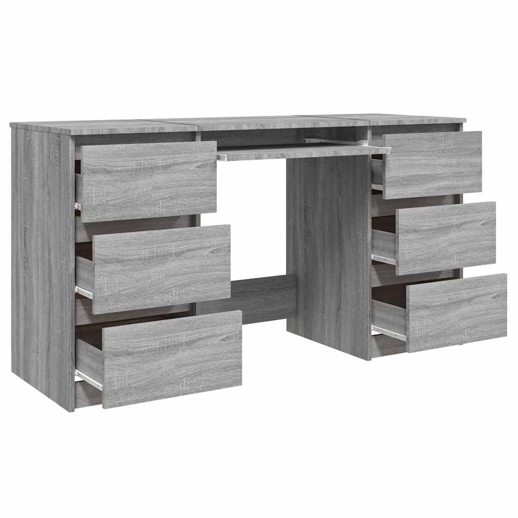 Bureau – Schrijftafel – Werktafel – Computerbureau – Studiebureau – Sonoma Grijs – 6 Lades – Vochtbestendig Hout