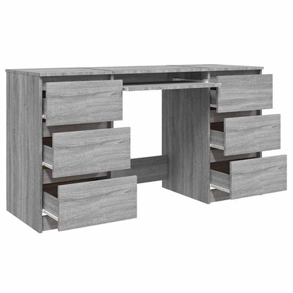 Bureau – Schrijftafel – Werktafel – Computerbureau – Studiebureau – Sonoma Grijs – 6 Lades – Vochtbestendig Hout