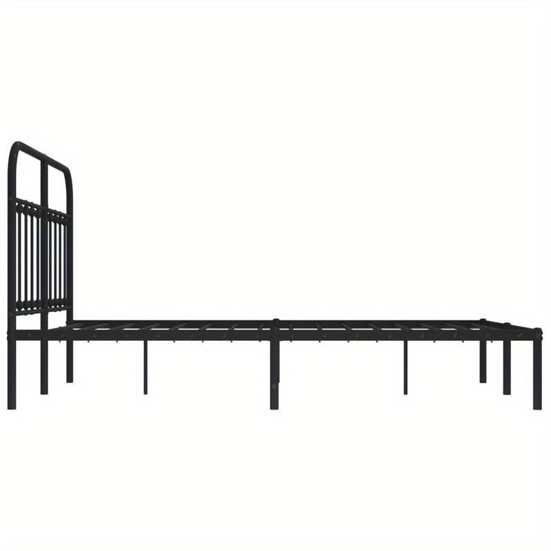 Modern Black Metal Bed Frame with Headboard, 140x190cm - Powder-Coated Steel for Strength & Stability, Minimalist Design for Contemporary Bedrooms, Minimalist Bed Frame | Modern Bedframe | Sleek Metal Design