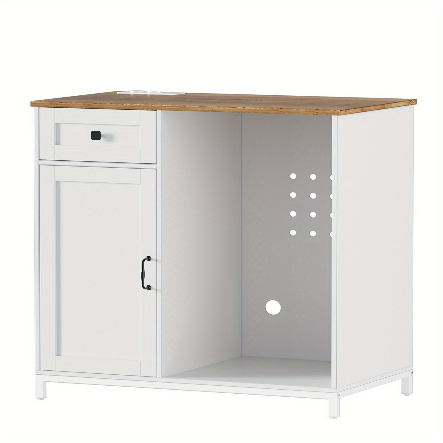 Modern Wit Keukenkastje – Keukenmeubel – Opbergkast – Mini Koelkast Kast – Koffiehoek Kast – Verstelbare Planken – Nis Voor Mini Koelkast 53x52x88 cm