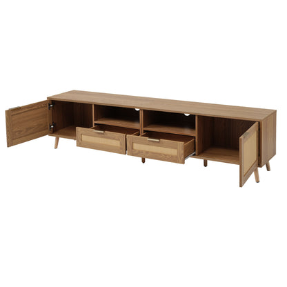 TV Meubel – Tv Kast – Lowboard – Tv Dressoir – Tv Meubel Licht Hout – 200 cm Breed – Massief Houten Poten