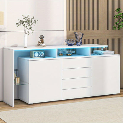 Dressoir – Opbergkast – Buffetkast – Kasten – TV Meubel – Hoogglans Wit – Modern Minimalistisch Design – Volledig Gemonteerd – Stevig & Duurzaam