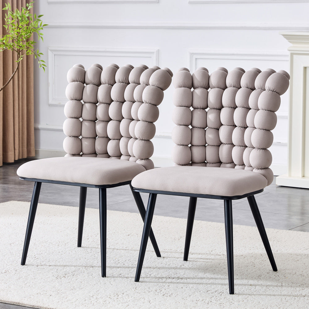 Eetkamerstoel – Stoel – Kuipstoel – Set Stoelen – Designstoel – Lichtgrijs Fluweel – Zwart Metalen Poot – Modern Luxe – Stevig & Onderhoudsvriendelijk