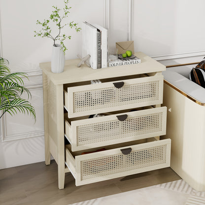 Opbergkast – Opbergmeubel – Ladeblok – Bergkast – Kast met Laden – Wit Bamboo – Duurzaam Natuurlijk Materiaal – 80 cm Hoog – Vrijstaand Met Vloerbescherming