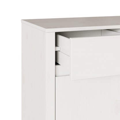 Dressoir – Sideboard – Opbergkast – Ladekast – Kast – Wit gelakt – Massief hout & spaanplaat – Compact 79x43x75,5 cm