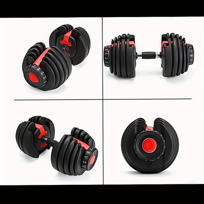 Quickly adjustable dumbbell 24kg, 1 second quick weight change, free weight combination, unisex strength training equipment (single piece)