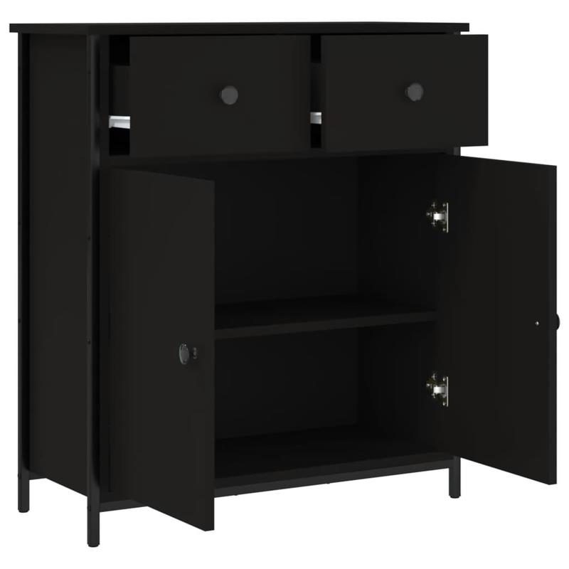Modern Black Wood Sideboard Cabinet with Lockable Doors - 70x30x80cm Hardwood Storage Cabinet, Floor-Mounted Design, No Electricity Needed, Durable Wood Material For Living Room, Bedroom, Office Organization, Sideboard For Li