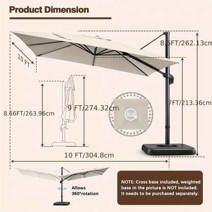 3x3m Adjustable Height Patio Tent Umbrella - Outdoor Canopy with Red & Black Mesh Panels, UV Protection & Wind-Resistant Design for Poolside, Garden, Commercial Use, Patio Umbrella, Garden Shade, Durable Fabric Umbrella