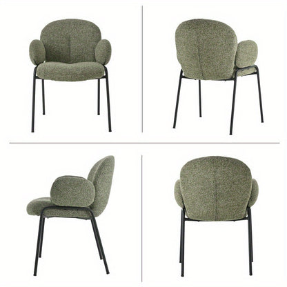 Set van 4 Stijlvolle Scandinavische Eetkamerstoelen – Gebogen Accentstoelen met Verstelbare Poten – Gestoffeerd, Groen, Voor Eetkamer of Woonkamer