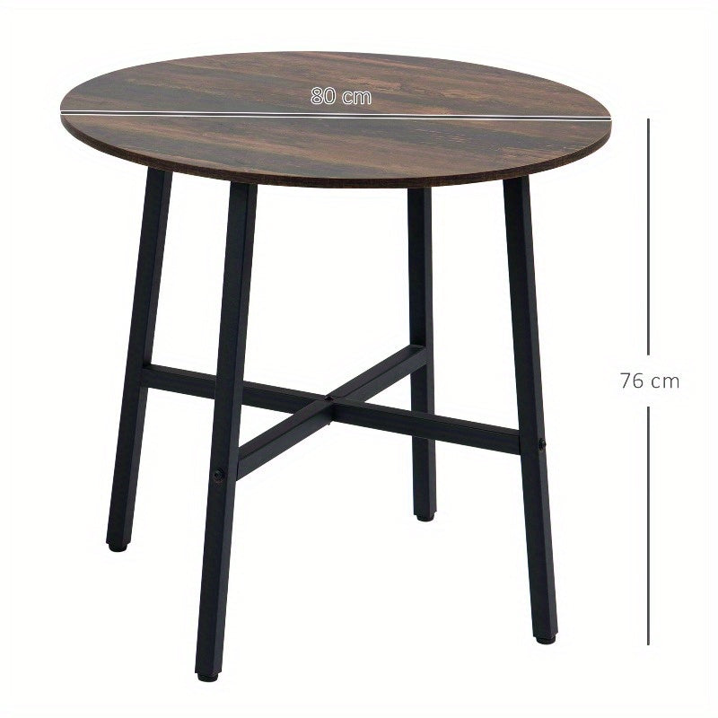 Eettafel Vierkant – Keukentafel – Tafel Voor 4 Personen – Eetkamertafel – Tafel Voor Kleine Ruimtes – Stalen Frame – Bruin Blad – Compact Design – Geen Montage