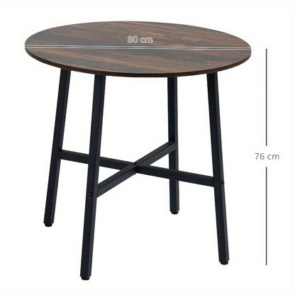 Eettafel Vierkant – Keukentafel – Tafel Voor 4 Personen – Eetkamertafel – Tafel Voor Kleine Ruimtes – Stalen Frame – Bruin Blad – Compact Design – Geen Montage