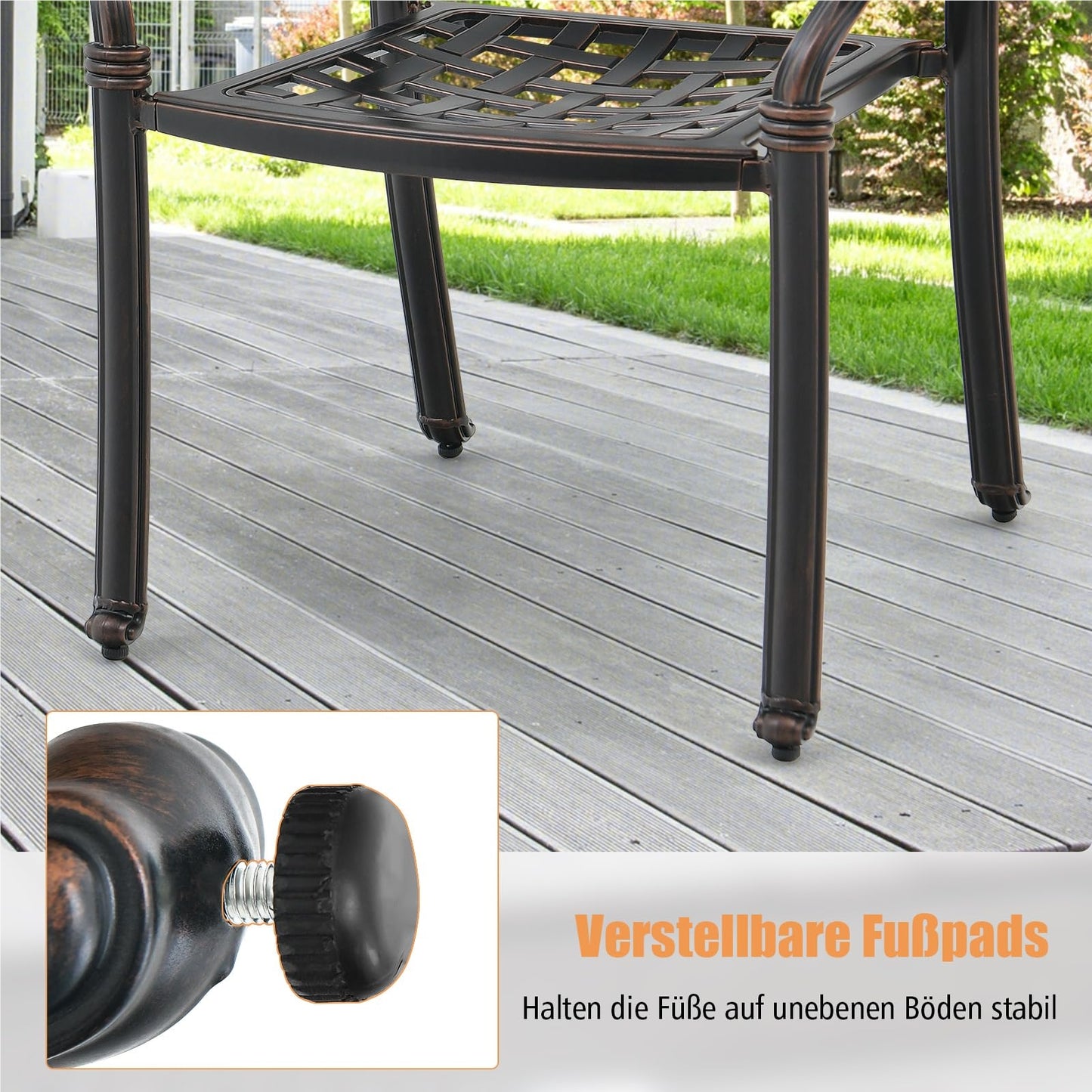 Aluminium Tuinstoelen Set – Tuinstoel Met Armleuning – Stapelbare Tuinstoelen – Balkon Stoelen – Patio Stoelen – Weerbestendig Aluminium – Stapelbaar & Ruimtebesparend