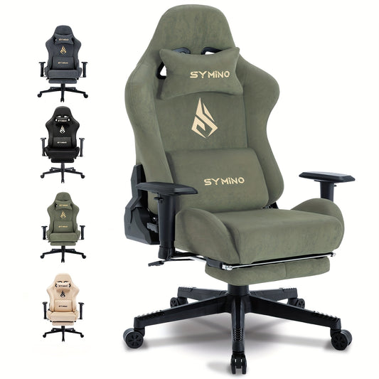 Ergonomische Gamingstoel – Bureaustoel – Office Chair – Gamer Stoel – Werkstoel – Met Memory Foam Zitting – Instelbare Lenden- en Hoofdsteun – 360° Draaibaar – Groen