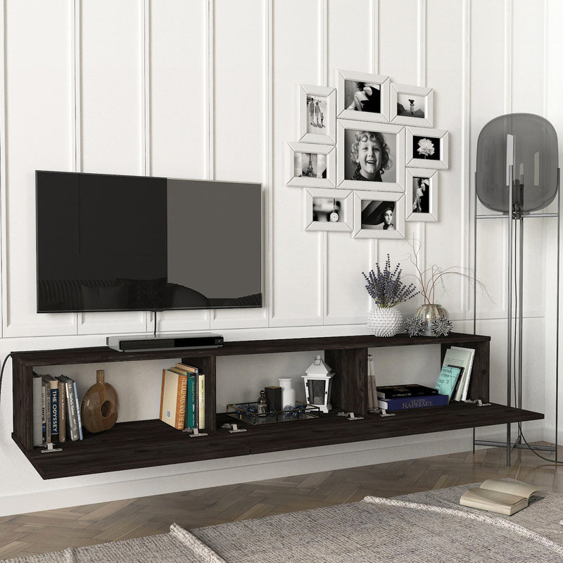 TV Meubel – TV Kast – TV Dressoir – Mediameubel – Hangend TV Meubel – Eiken – 180x31x29,5 cm – 3 Opslagvakken