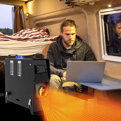 8KW Dieselkachel – Dieselverwarmer – Parkeerhitter – Truckkachel – Bouwkachel – Compact Ontwerp – LCD Temperatuurweergave – 12V/24V/48V Compatibel – Oververhittings- & Kantelbeveiliging – Zwart