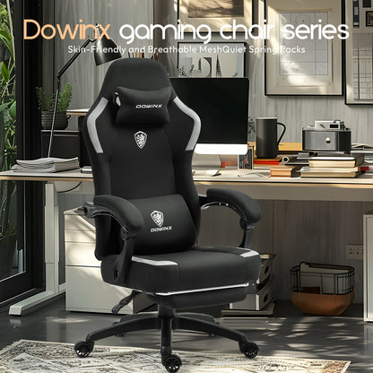 Purchase products such as fabric gaming chairs with pocket spring cushions, breathable computer chairs with lumbar support and footrests, high-back gaming office chairs for adults, in black.