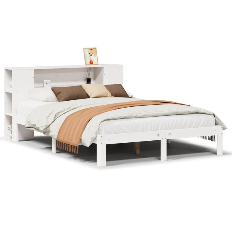 Bedframe – Boekenkastbed – Eenpersoonsbed – Slaapbed – Kinderbed – Wit – Massief Dennenhouten Frame – 120x200 cm – Ruimtebesparend – Eenvoudige Montage