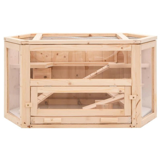 Large Hamster Cage with Open-Top Design - Spacious Habitat, Sturdy Construction, Easy-Clean Base - Compatible with Hamsters, Gerbils, Mice, Guinea Pigs - Ideal for Small Pets - 80x40x43cm (31, 5x15, 7x16, 9in) - Durable Woode